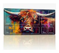 Tappetino da gioco con zone per MTG Magic The Gathering, 61 x 35,6 cm con cuciture TCG Trading Card Play Mat Commander Board Game Mats Superficie in gomma liscia Battle Game Desk Mat, Highland Cattle