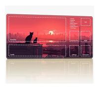 Tappetino da gioco con zone per MTG Magic The Gathering, 61 x 35,6 cm con cuciture TCG Trading Card Play Mat Commander Board Game Mats Superficie in gomma liscia Battle Game Desk Mat, Cats Watch