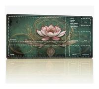 Tappetino da gioco con zone per MTG Magic The Gathering, 61 x 35,6 cm con cuciture TCG Trading Card Play Mat Commander Board Game Mats Superficie in gomma liscia Battle Game Desk Mat, Retro Lotus