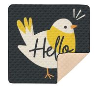Tappetino da gioco Hello Cartoon con uccellino bianco, grande, elegante, per interni ed esterni, atossico, pieghevole, per neonati, neonati, bambini, 127 x 127 cm