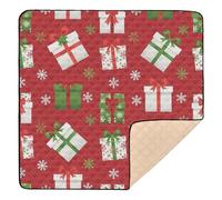 Tappetino da gioco imbottito per bambini con motivo Merry Christmas Gifts rosso, morbido, per interni ed esterni, comodo, imbottito, per neonati e bambini, 127 x 127 cm