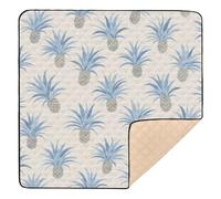 Tappetino da gioco imbottito per bambini, motivo ananas, estivo, blu, beige, morbido, per pavimento, 1 pezzo, 127 x 127 cm