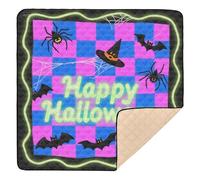 Tappetino da gioco imbottito per bambini, motivo: zucca fantasma, colore: blu/viola, morbido, imbottito, portatile, pieghevole, per bambini, 127 x 127 cm