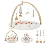 Tappetino da Gioco in Legno Con Arco per Neonati,Palestrina Neonato montessori,palestrina montessori,palestrina neonato legno,6 Giocattoli Sensoriali Per Infantile0-36Mesi,Palestra Con Attività,Stelle