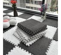 Tappetino da gioco in schiuma, confezione da 10 pezzi, 30 x 30 x 1 cm, soffice e soffice, protezione per pavimenti, quadrati, per sala giochi (grigio bianco)