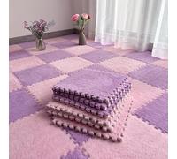Tappetino da gioco in schiuma, confezione da 10 pezzi, 30 x 30 x 1 cm, soffice e soffice, protezione per pavimenti, quadrati, per sala giochi (rosa viola)