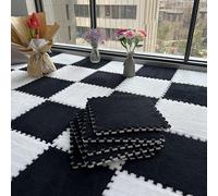 Tappetino da gioco in schiuma, confezione da 10 pezzi, 30 x 30 x 1 cm, soffice e soffice, protezione per pavimenti, quadrati, per sala giochi (nero bianco)
