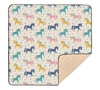 Tappetino da gioco morbido e spesso con unicorni, per bambini, 1 pezzo, per la pancia e gattonare, 127 x 127 cm