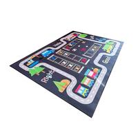 Tappetino da gioco nero con motivo parcheggio, per la prima istruzione, tappeto per la stanza dei giochi, asilo, tappetino antiscivolo, 6 mm di spessore