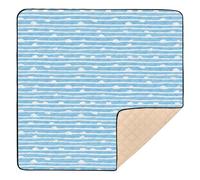 Tappetino da gioco per attività per bambini con motivo a righe blu cielo e bianco puro, grande, robusto, per interni ed esterni, comodo tappetino per gattonare e gattonare, per neonati e neonati, 127