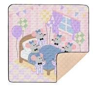 Tappetino da gioco per attività per bambini con motivo scozzese viola con topi grandi ed eleganti, per interni ed esterni, impermeabile, per la pancia, per neonati e bambini, 127 x 127 cm