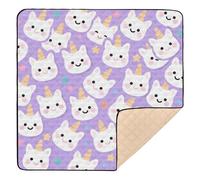 Tappetino da gioco per attività per bambini con simpatici unicorni, viola, grande, robusto, per interni ed esterni, impermeabile, tappetino da palestra per bambini, 127 x 127 cm