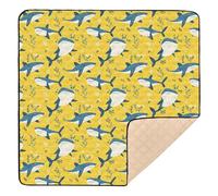 Tappetino da gioco per attività per bambini in stile cartone animato dolce con animali marini gialli, grande ed elegante, per interni ed esterni, 1 pezzo, per neonati, neonati, 127 x 127 cm