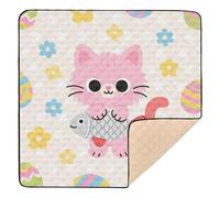 Tappetino da gioco per bambini a forma di gatto carino, grande, elegante, per interni ed esterni, impermeabile, per sala giochi, per bambini, 127 x 127 cm