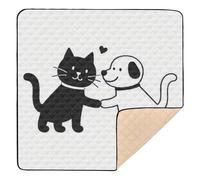 Tappetino da gioco per bambini a forma di gatto e cane, carino, grande, elegante, per interni ed esterni, lavabile, per gattonare, 127 x 127 cm