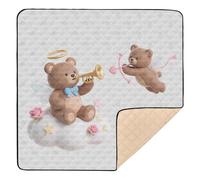 Tappetino da gioco per bambini a forma di orso marrone, morbido, spesso, per interni ed esterni, leggero, per la pancia e gattonare, per neonati e bambini, 127 x 127 cm