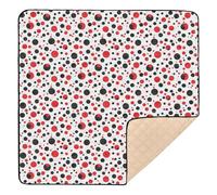 Tappetino da gioco per bambini a pois, morbido, spesso, leggero, per far gattonare i bambini, 127 x 127 cm, colore: rosso, bianco e nero