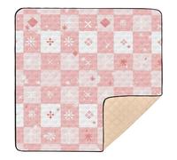 Tappetino da gioco per bambini, a quadri, grande, elegante, per il pavimento, atossico, per la pancia, per bambini, 127 x 127 cm, colore: rosso e bianco