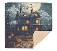 Tappetino da gioco per bambini a tema Halloween Night Creepy Moonlight carino pieghevole per pavimento accogliente traspirante tappetino per attività di gioco per neonati e bambini, 127 x 127 cm