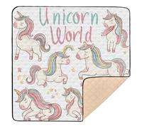 Tappetino da gioco per bambini a tema unicorno, morbido, spesso, colorato, morbido, spesso, per interni ed esterni, portatile, pieghevole, per la pancia, per neonati e bambini, 127 x 127 cm