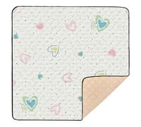 Tappetino da gioco per bambini, antiscivolo, grande, a forma di cuore, verde pesca, per interni ed esterni, accogliente, traspirante, da viaggio, 127 x 127 cm