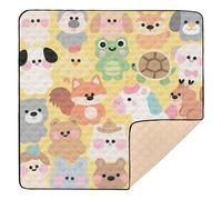Tappetino da gioco per bambini con animali carini e cartoni animati, grande, elegante, non tossico, per bambini, 127 x 127 cm