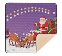 Tappetino da gioco per bambini con Babbo Natale in slitta con arco a stella, grande, robusto, impermeabile, per bambini, 127 x 127 cm