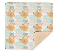 Tappetino da gioco per bambini con birre in stile cartone animato, morbido e spesso, non tossico, per gattonare i bambini, 127 x 127 cm