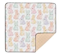 Tappetino da gioco per bambini con coniglietto carino, grande, elegante, per interni ed esterni, leggero, imbottito, per bambini, 127 x 127 cm