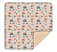 Tappetino da gioco per bambini con coniglietto pasquale carino beige chiaro, grande, elegante, per interni ed esterni, portatile, per neonati, neonati, neonati, bambini, 127 x 127 cm