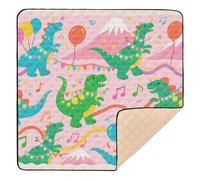 Tappetino da gioco per bambini con dinosauri dei cartoni animati, grande, robusto, per interni ed esterni, impermeabile, pieghevole, imbottito, per neonati, 127 x 127 cm con Musica para Bebes
