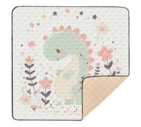 Tappetino da gioco per bambini, con dinosauri in stile cartone animato, morbido e spesso, per pavimento, comodo tappetino per attività per bambini, 127 x 127 cm