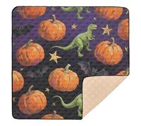 Tappetino da gioco per bambini con dinosauro arancione malvagio di Halloween, grande, robusto, pieghevole, resistente all'acqua, per la pancia e gattonare, per bambini, 127 x 127 cm per juegos de
