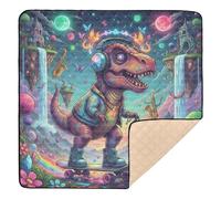 Tappetino da gioco per bambini con dinosauro che pattina in musica, grande, antiscivolo, per interni ed esterni, impermeabile, per bambini, 127 x 127 cm