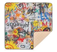 Tappetino da gioco per bambini con disegno di graffiti Art Collage, grande, antiscivolo, non tossico, per la stanza dei giochi, per bambini, 127 x 127 cm