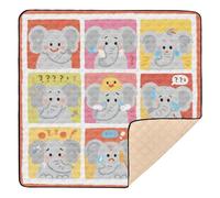 Tappetino da gioco per bambini, con elefanti grigi, morbido, imbottito, portatile, per gattonare, per bambini, 127 x 127 cm