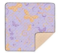 Tappetino da gioco per bambini con farfalle e vortici arancioni in morbida schiuma per interni ed esterni, lavabile, per neonati e bambini, 127 x 127 cm