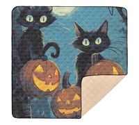 Tappetino da gioco per bambini con gatti spettrali e zucche di Halloween, grande, robusto, per interni ed esterni, comodo tappetino da gioco imbottito, per neonati e bambini, 127 x 127 cm