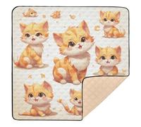 Tappetino da gioco per bambini con gatto in stile cartone animato arancione morbido imbottito per pavimento non tossico pieghevole pancia tappetino per bambino bambino, 127 x 127 cm per juegos de