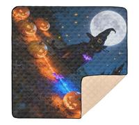 Tappetino da gioco per bambini con gatto strega sul sentiero delle zucche, carino, pieghevole, impermeabile, per bambini, 127 x 127 cm