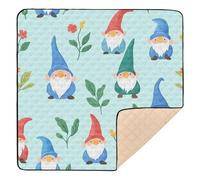 Tappetino da gioco per bambini con gnomo nano blu, grande, antiscivolo, per interni ed esterni, resistente all'acqua, pieghevole, per la pancia del bambino, 127 x 127 cm con Musica para Bebes