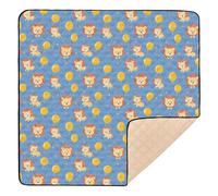 Tappetino da gioco per bambini con leone di compleanno blu, grande, robusto, per interni ed esterni, accogliente, traspirante, per pancia e gattonare, per bambini, 127 x 127 cm