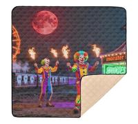 Tappetino da gioco per bambini con luna rossa, per Halloween, carnevale, divertimento, morbido, imbottito, non tossico, da viaggio, per bambini, 127 x 127 cm