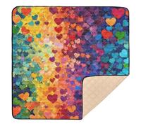Tappetino da gioco per bambini con motivo colorato a forma di cuore, grande, elegante, per interni ed esterni, accogliente, traspirante, per neonati e bambini, 127 x 127 cm