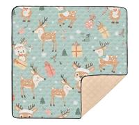 Tappetino da gioco per bambini con motivo natalizio con renna, grande, robusto, leggero, per la pancia, per neonati, 127 x 127 cm