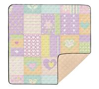 Tappetino da gioco per bambini con motivo patchwork color pastello primaverile, grande, antiscivolo, per interni ed esterni, non tossico, tappetino da palestra per bambini, 127 x 127 cm