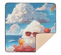 Tappetino da gioco per bambini con nuvole che si crogiolano sulla spiaggia, grande, elegante, per interni ed esterni, lavabile, tappetino da palestra per bambini, 127 x 127 cm