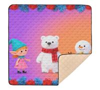 Tappetino da gioco per bambini con orso polare e pupazzo di neve con illustrazione natalizia, morbido e spesso, per interni ed esterni, atossico, per la pancia e gattonare, per bambini, 127 x 127 cm