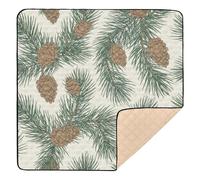 Tappetino da gioco per bambini con pigne natalizie color crema e verde, morbido, imbottito, per interni ed esterni, impermeabile, per la pancia, 127 x 127 cm