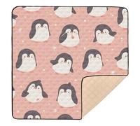 Tappetino da gioco per bambini con pinguino rosa, grande, robusto, per interni ed esterni, pieghevole in un unico pezzo, tappetino pieghevole per bambini e neonati, 127 x 127 cm per juegos de